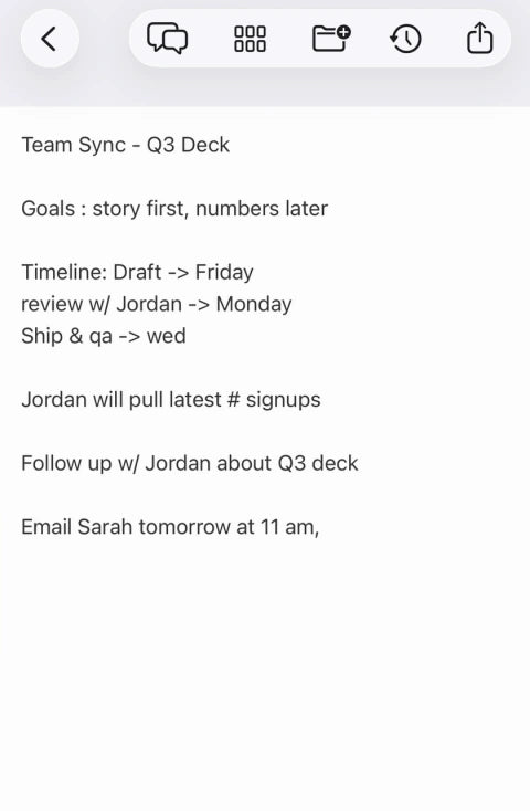 A handwritten page as editable text in the XNote app (actual app recording)