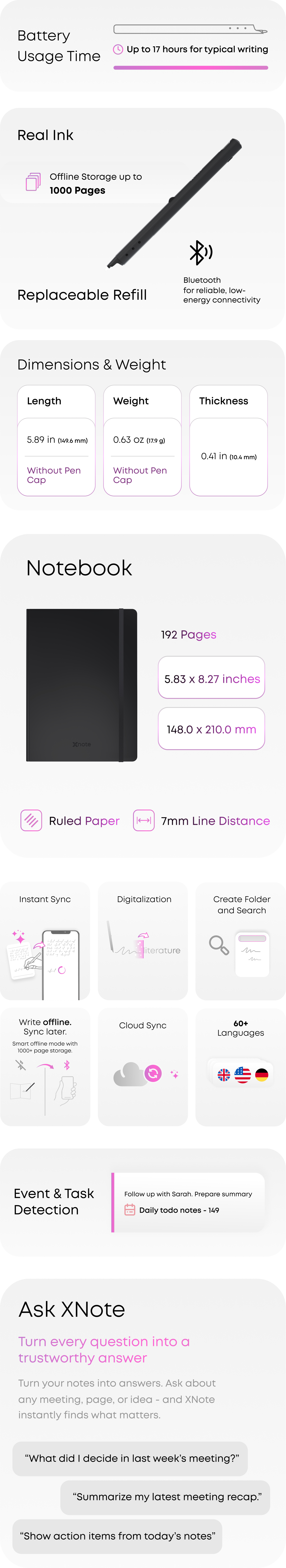 All the details that make XNote unique