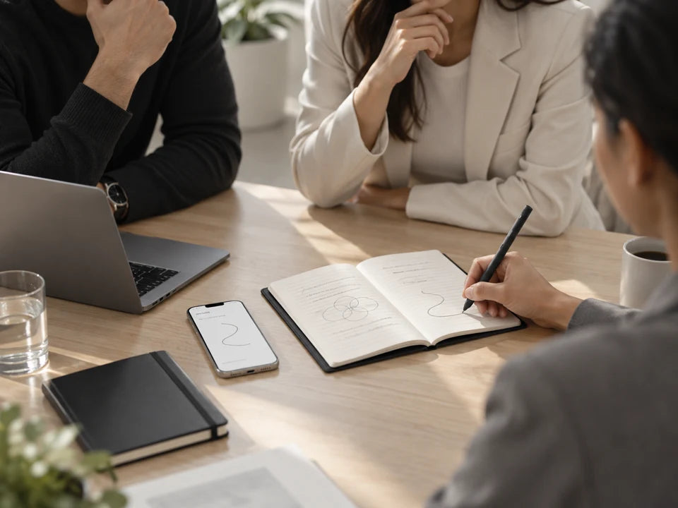 Taking notes with XNote Write during a team discussion.