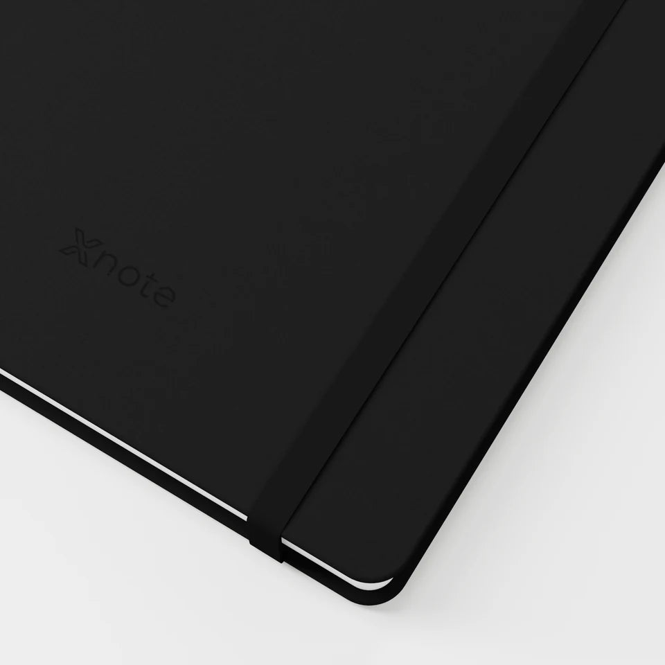 XNote notebook cover with the embossed logo and elastic closure