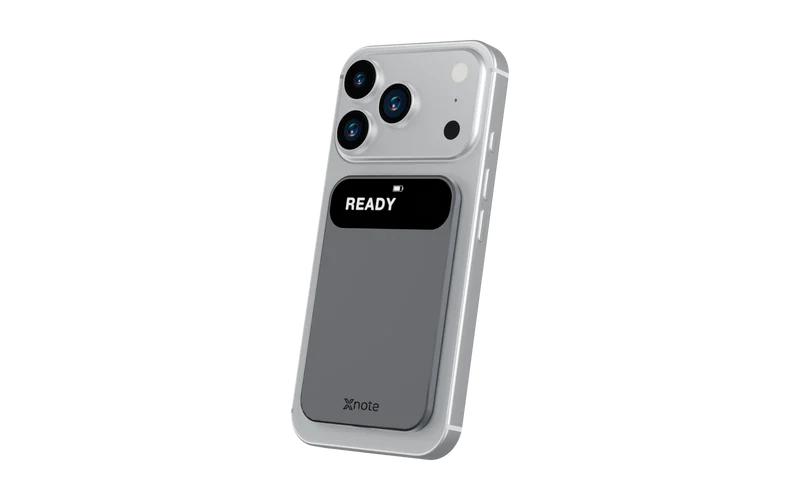 XNote Voice attached to the back of a phone (pre-production design)