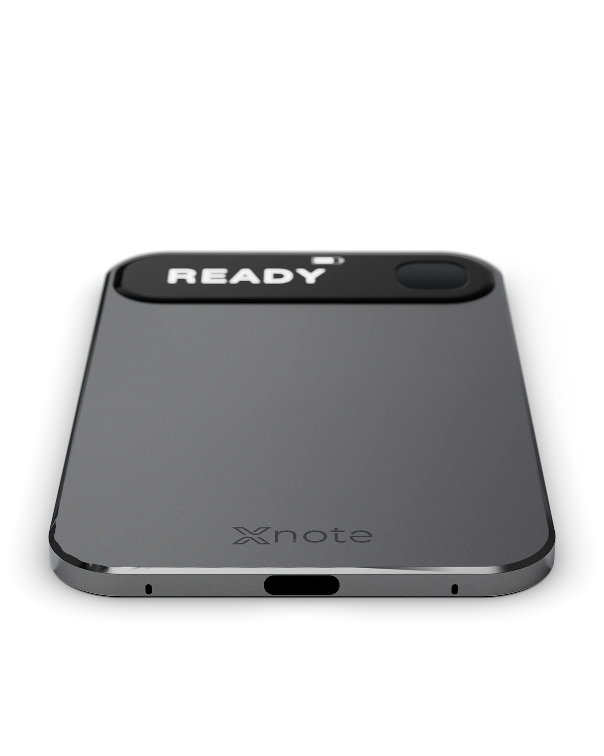 The USB-C port on the edge of a pre-production XNote Voice